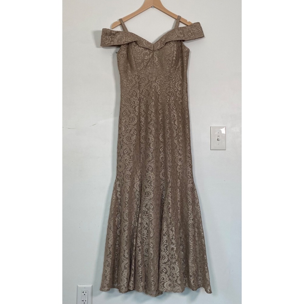 R&M Richards Womens Lace Maxi Evening Dress Gown Size 8 Mother of the Bride Gala - Picture 2 of 12